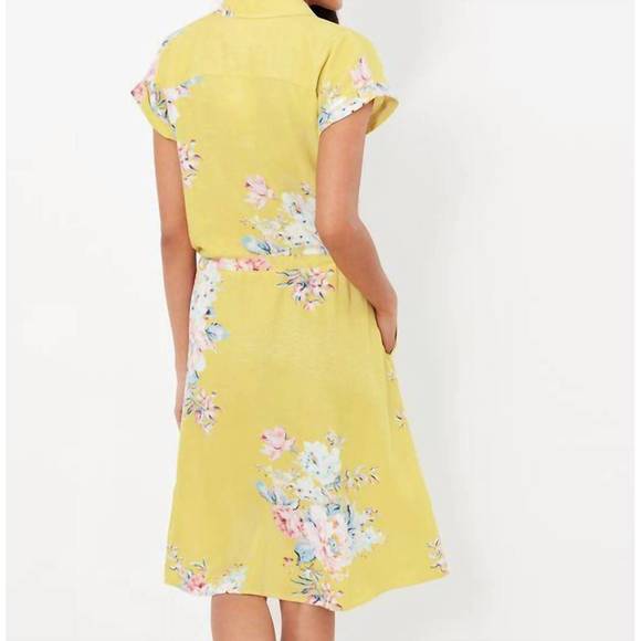NEW JOULES allison linen shirt dress in lemon flower - Picture 2 of 3